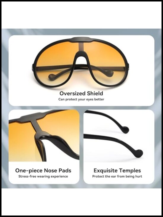 Oversized One Piece Shield Sunglasses UV400 UV Protected Wrap Around Adult